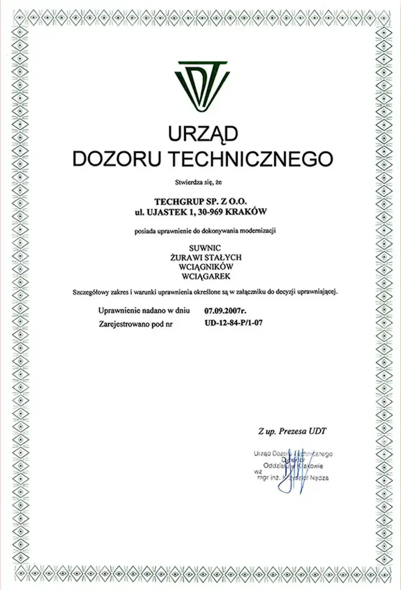 Uprawnienia modernizacji